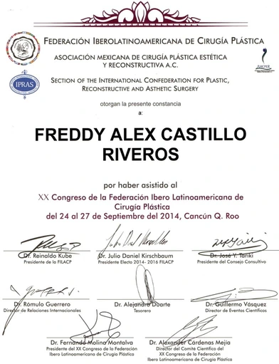 Curso FILACP de cirugía plástica del Dr Freddy Castillo